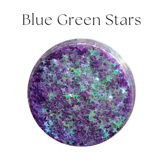 Blue Green Stars - Glitterpaljetter